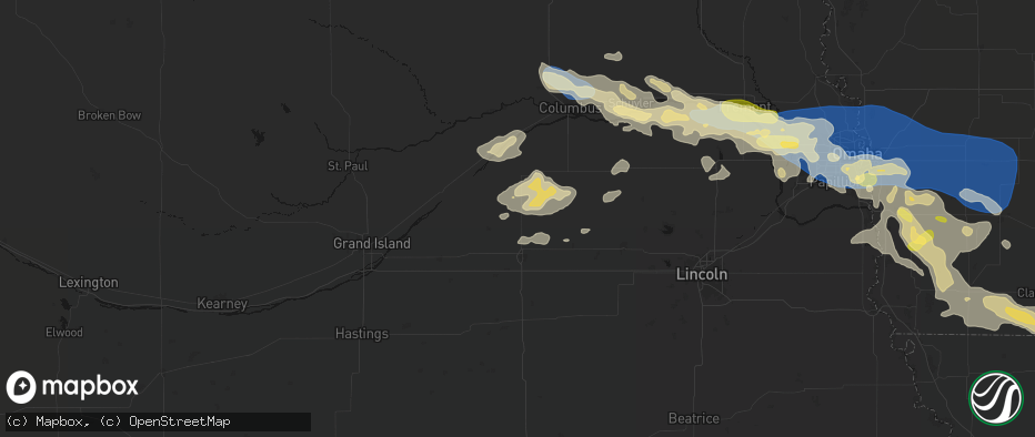 Hail map in Benedict, NE on June 13, 2026
