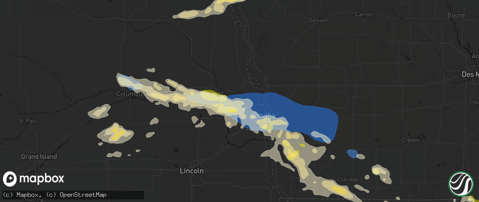 Hail map in Bennington, NE on June 13, 2026