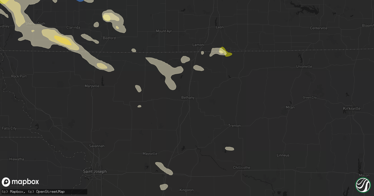 Hail map in Bethany, MO on June 13, 2026