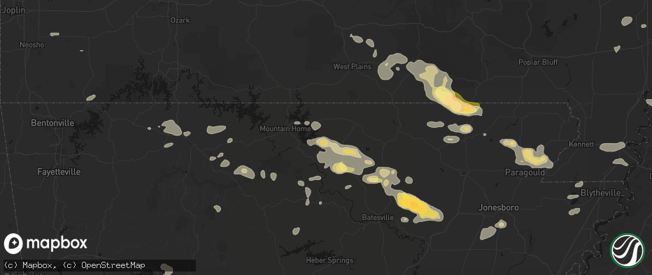 Hail map in Bexar, AR on June 13, 2026