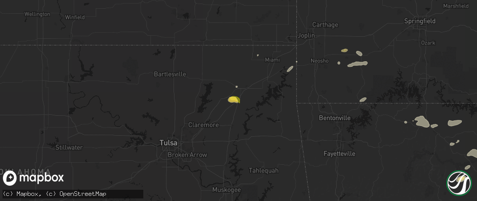 Hail map in Big Cabin, OK on June 13, 2026