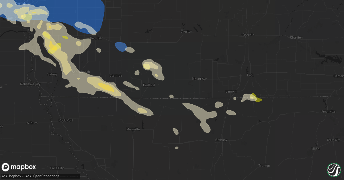 Hail map in Blockton, IA on June 13, 2026