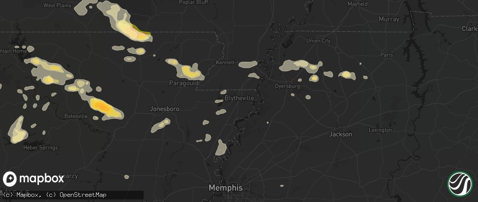 Hail map in Blytheville, AR on June 13, 2026