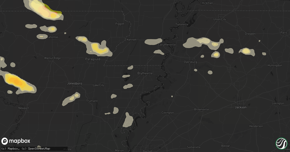 Hail map in Blytheville, AR on June 13, 2026