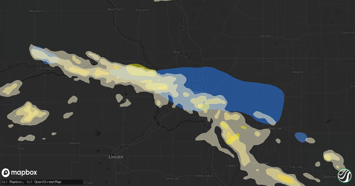 Hail map in Boys Town, NE on June 13, 2026