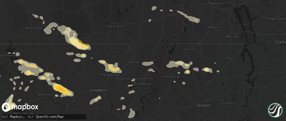 Hail map in Bragg City, MO on June 13, 2026
