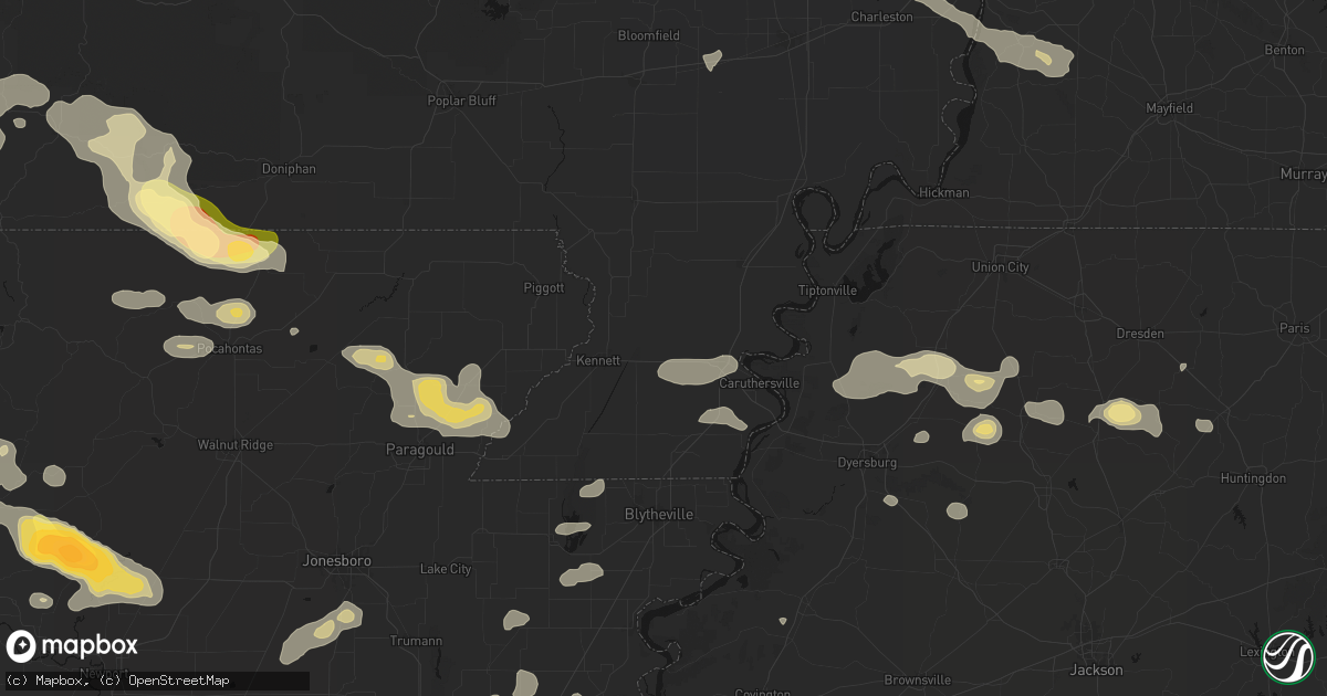 Hail map in Bragg City, MO on June 13, 2026