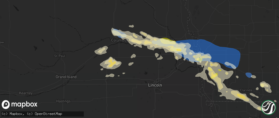 Hail map in Brainard, NE on June 13, 2026
