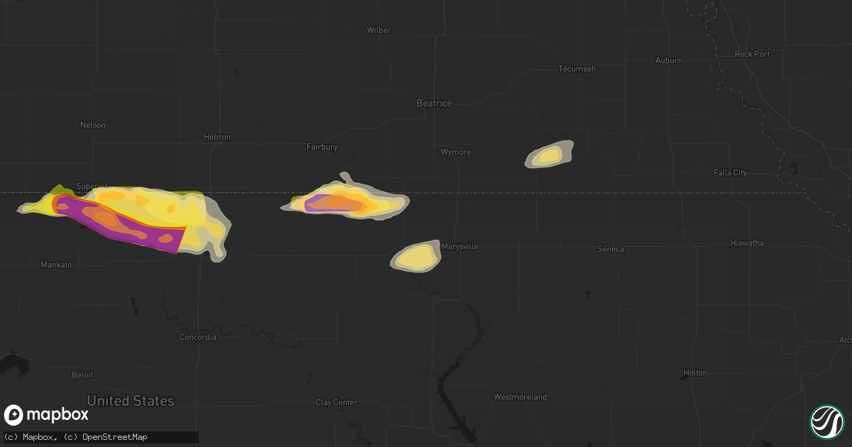 Hail map in Bremen, KS on June 13, 2026
