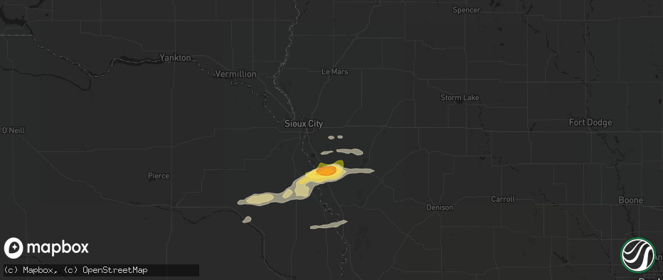 Hail map in Bronson, IA on June 13, 2026