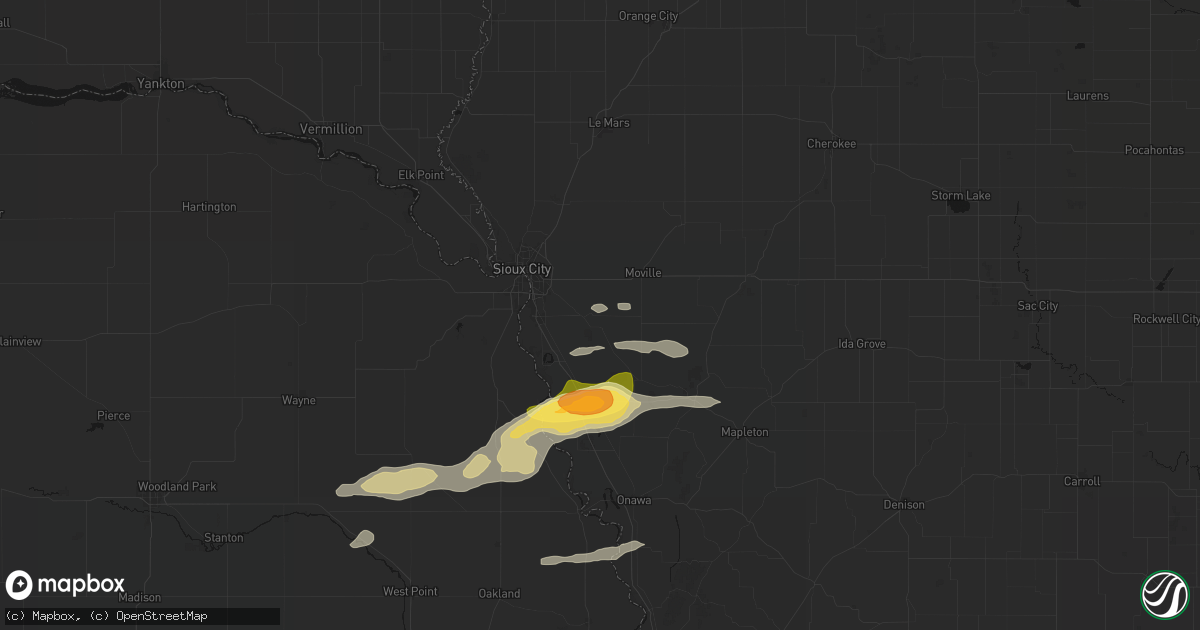 Hail map in Bronson, IA on June 13, 2026
