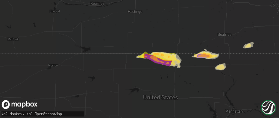 Hail map in Burr Oak, KS on June 13, 2026