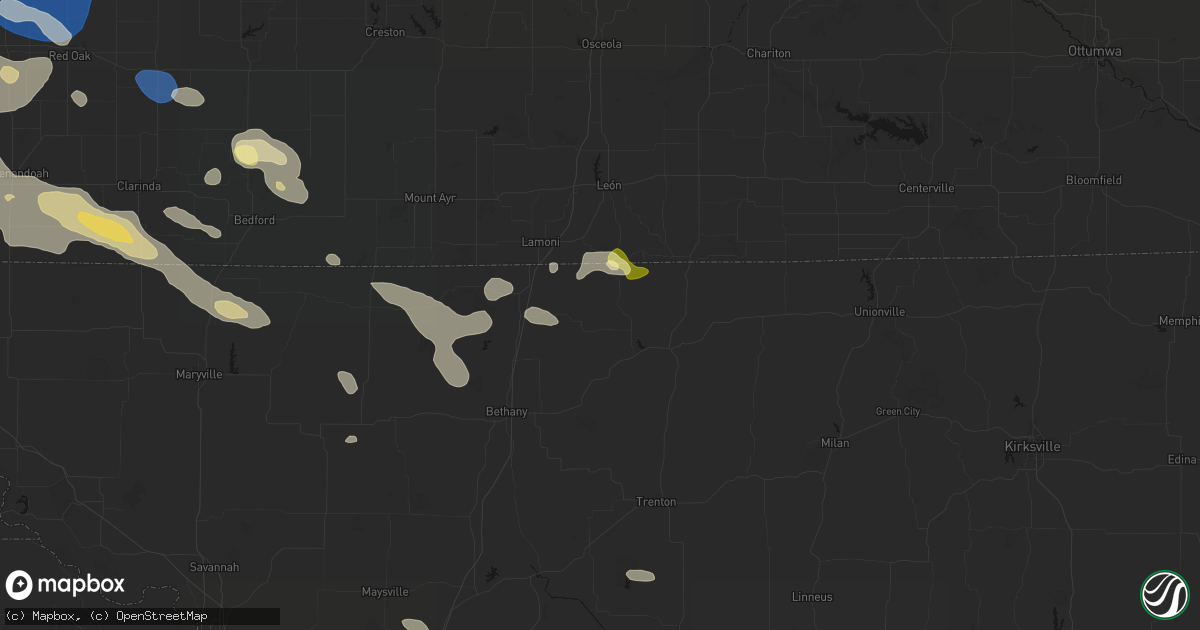 Hail map in Cainsville, MO on June 13, 2026