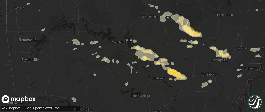 Hail map in Calico Rock, AR on June 13, 2026