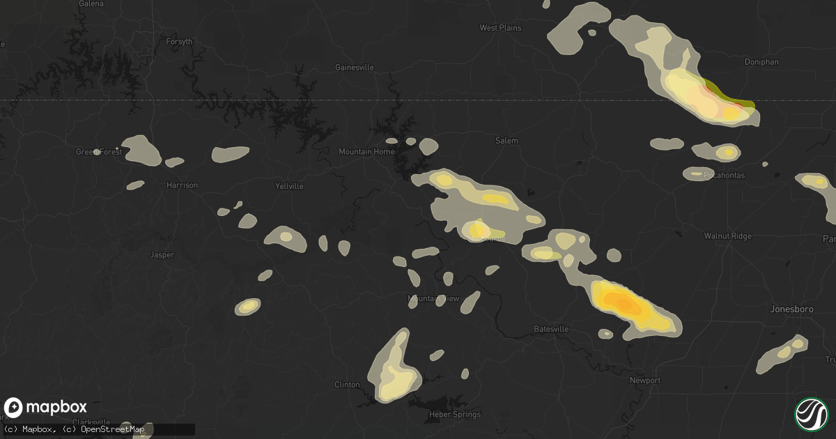 Hail map in Calico Rock, AR on June 13, 2026