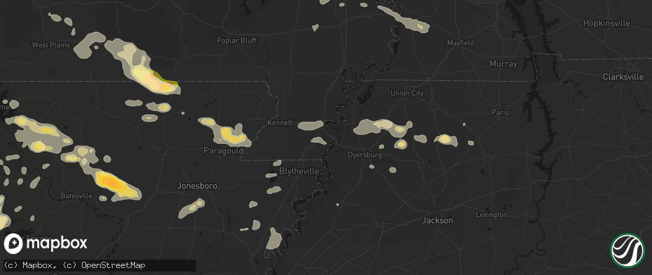 Hail map in Caruthersville, MO on June 13, 2026