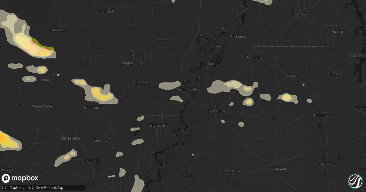 Hail map in Caruthersville, MO on June 13, 2026
