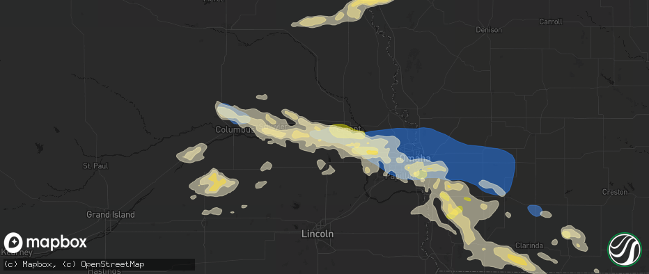 Hail map in Cedar Bluffs, NE on June 13, 2026