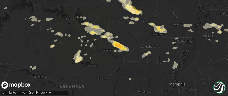 Hail map in Charlotte, AR on June 13, 2026
