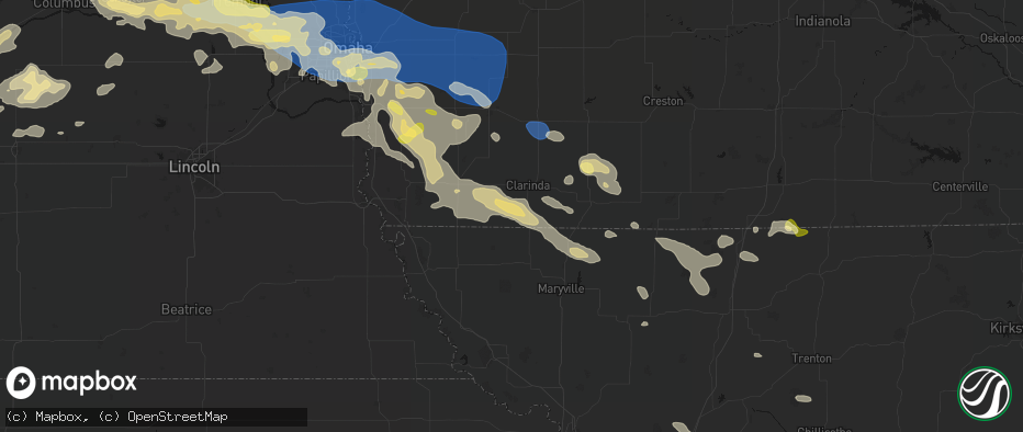 Hail map in College Springs, IA on June 13, 2026