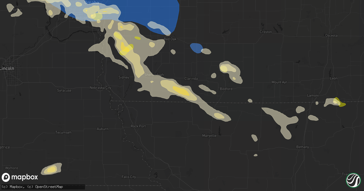 Hail map in College Springs, IA on June 13, 2026