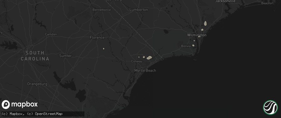 Hail map in Conway, SC on June 13, 2026