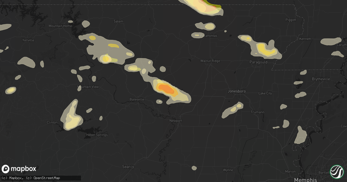 Hail map in Cord, AR on June 13, 2026