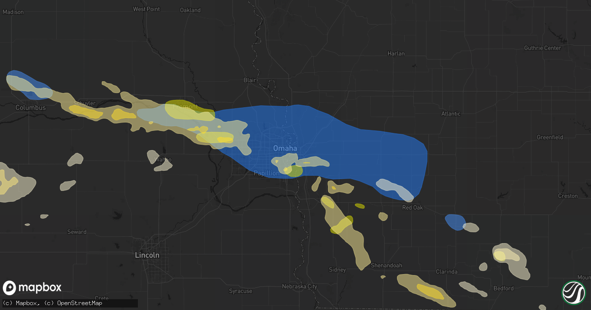 Hail map in Council Bluffs, IA on June 13, 2026