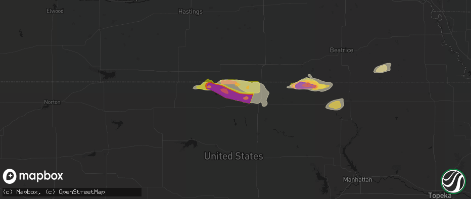 Hail map in Courtland, KS on June 13, 2026