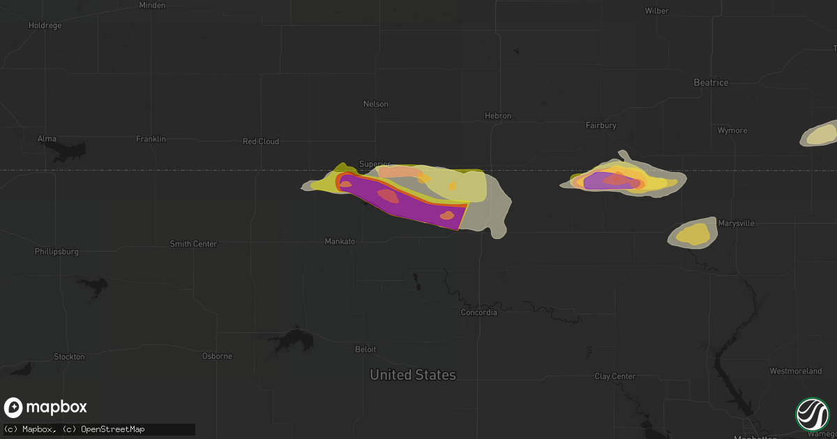 Hail map in Courtland, KS on June 13, 2026