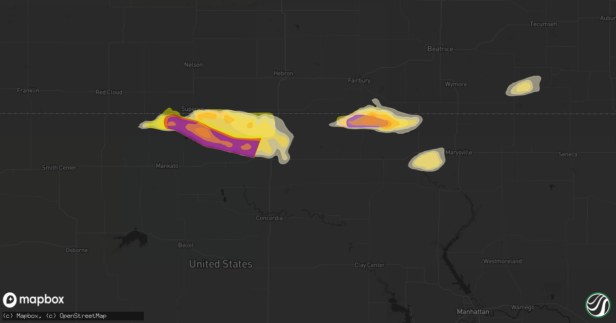 Hail map in Cuba, KS on June 13, 2026