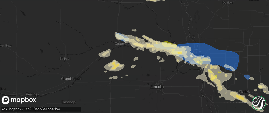Hail map in David City, NE on June 13, 2026
