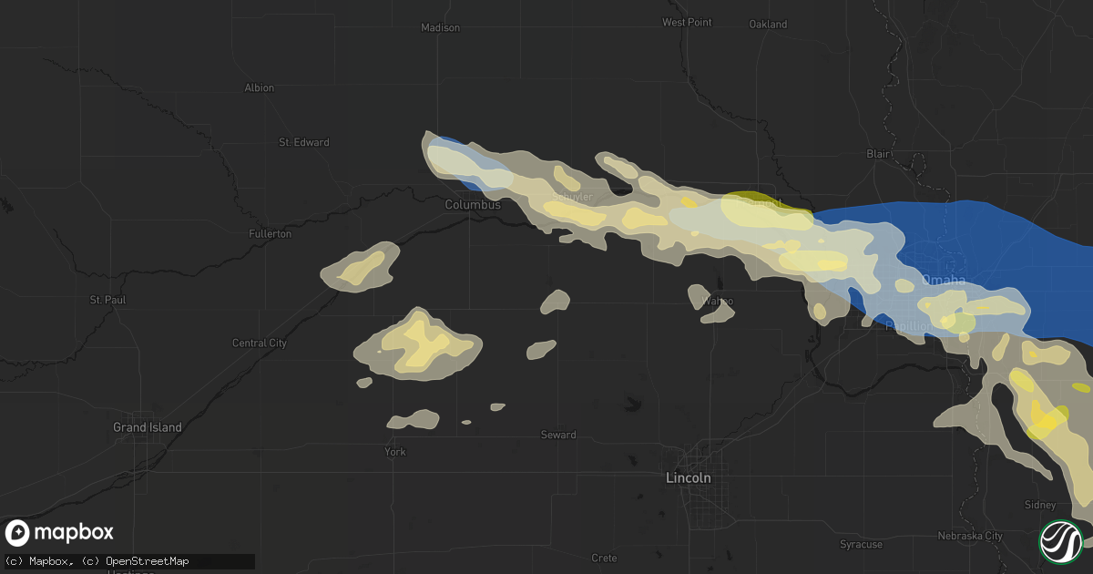 Hail map in David City, NE on June 13, 2026