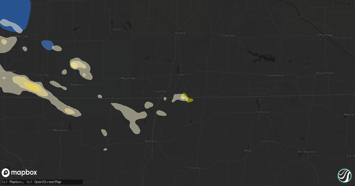 Hail map in Davis City, IA on June 13, 2026