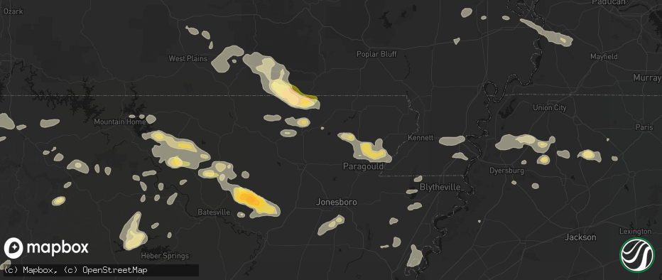 Hail map in Delaplaine, AR on June 13, 2026
