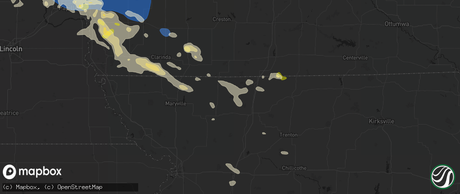 Hail map in Denver, MO on June 13, 2026
