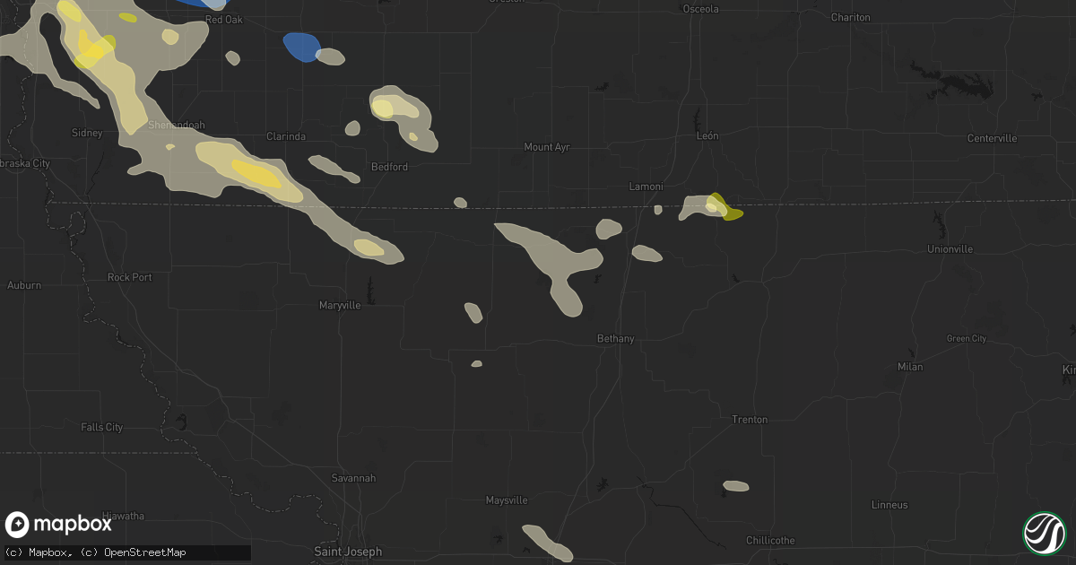 Hail map in Denver, MO on June 13, 2026