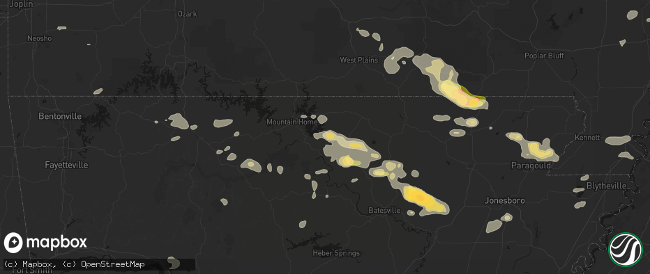 Hail map in Dolph, AR on June 13, 2026