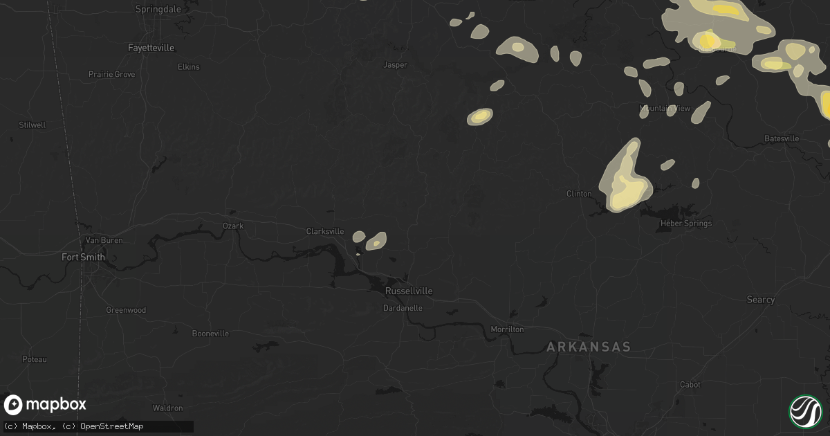 Hail map in Dover, AR on June 13, 2026