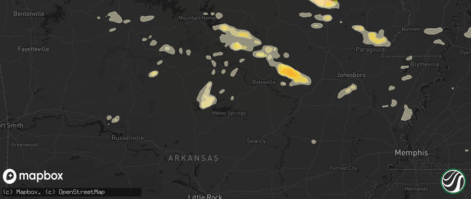 Hail map in Drasco, AR on June 13, 2026