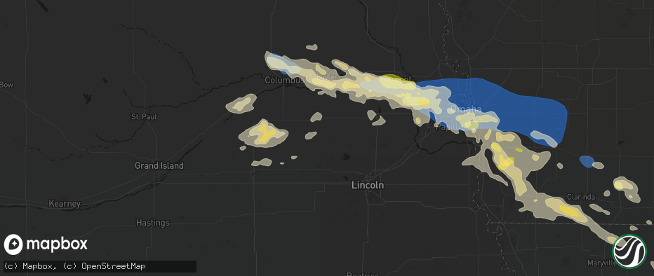 Hail map in Dwight, NE on June 13, 2026