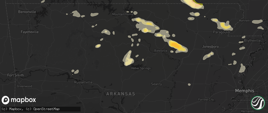Hail map in Edgemont, AR on June 13, 2026