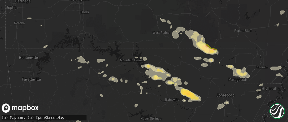 Hail map in Elizabeth, AR on June 13, 2026