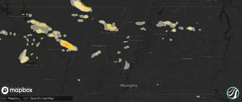 Hail map in Etowah, AR on June 13, 2026