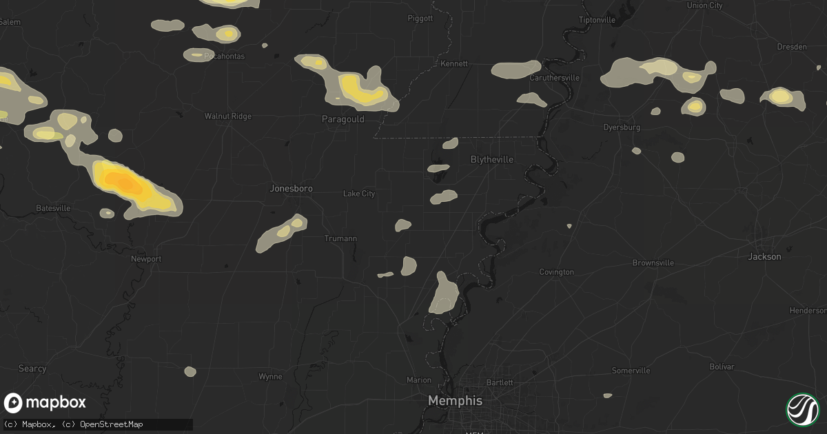 Hail map in Etowah, AR on June 13, 2026