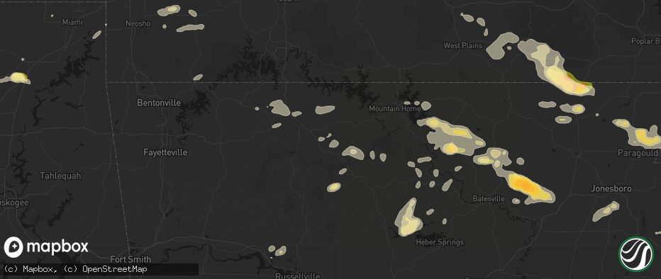 Hail map in Everton, AR on June 13, 2026