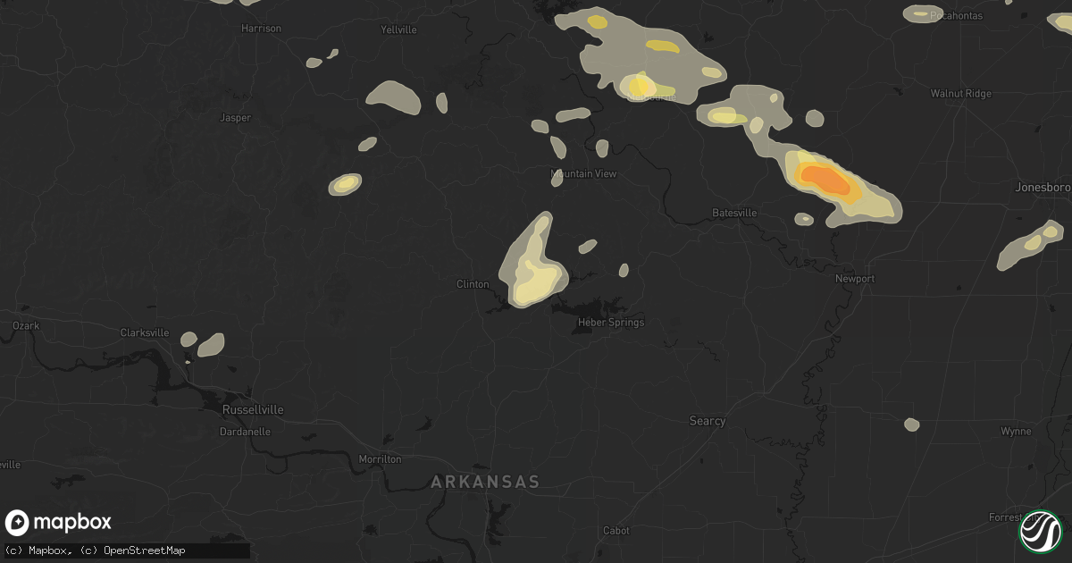 Hail map in Fairfield Bay, AR on June 13, 2026