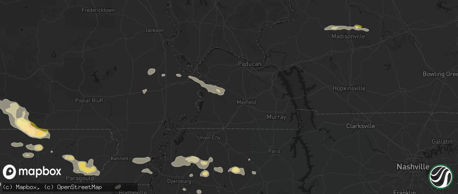 Hail map in Fancy Farm, KY on June 13, 2026