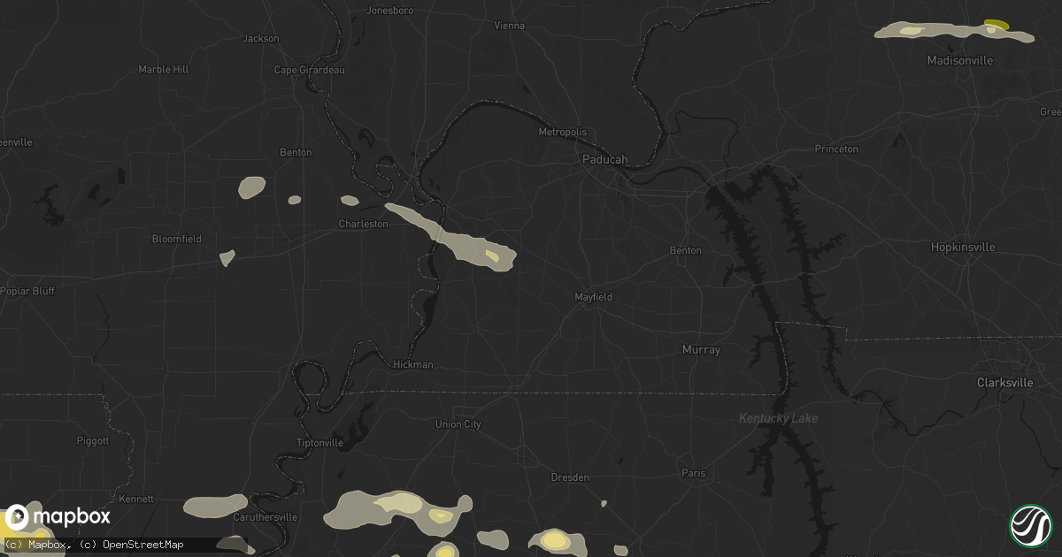 Hail map in Fancy Farm, KY on June 13, 2026