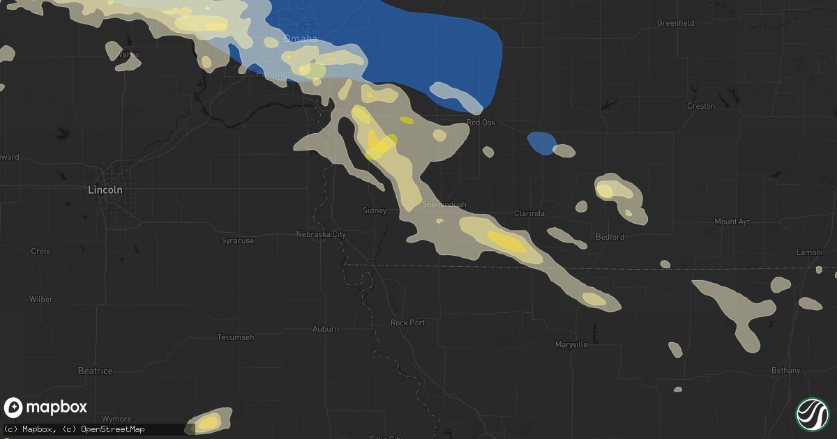 Hail map in Farragut, IA on June 13, 2026